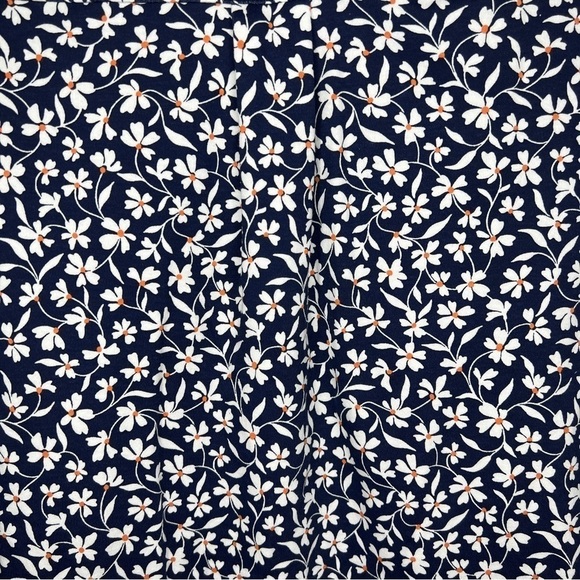 Lands End Blue Floral Cotton Dress Collared Stretch Knee Length - Picture 6 of 10